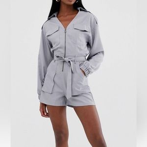 Missguided Tall utility romper in gray